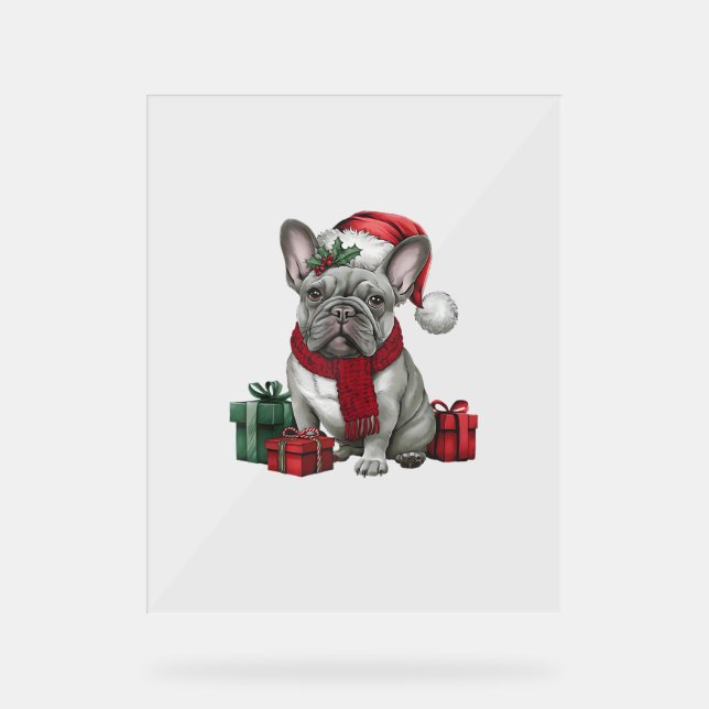 French Bulldog Xmas Lighting Santa French Bulldog  Acrylic Sign (Front)