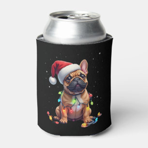 French Bulldog Xmas Lighting Santa French Bulldog  Can Cooler