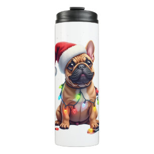 French Bulldog Xmas Lighting Santa French Bulldog Thermal Tumbler