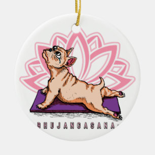 French Bulldog Yoga - Bhujangasana Pose - Funny Ceramic Tree Decoration