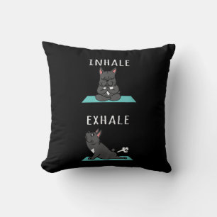 French Bulldog Yoga Inhale Exhale Funny Dog Gift Cushion