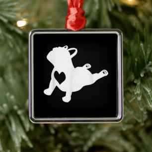 French Bulldog Yoga Love Heart Frenchie Workout Metal Tree Decoration