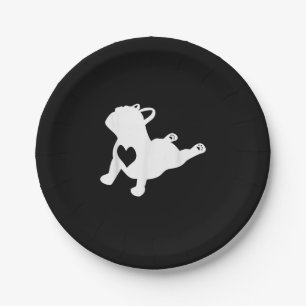 French Bulldog Yoga Love Heart Frenchie Workout Paper Plate