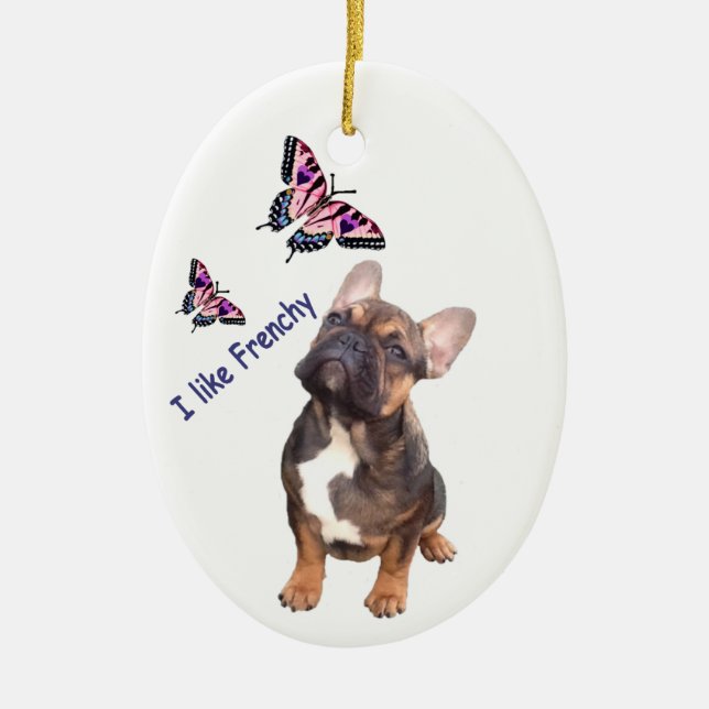 French bulldogge ceramic tree decoration (Front)