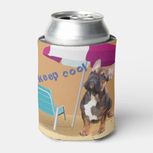 French bulldogge drinks cooler