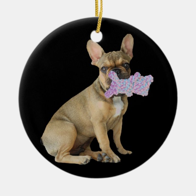 French Bulldoggen Ceramic Tree Decoration (Front)