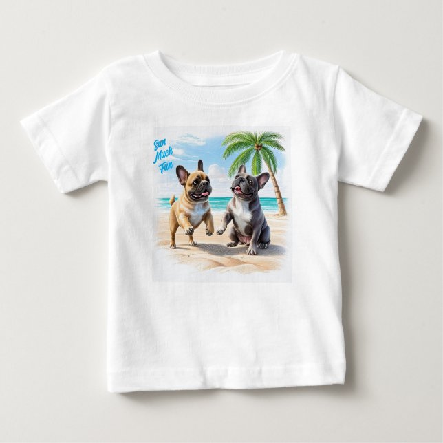 French Bulldogs Beach French Bulldog Baby T-Shirt (Front)