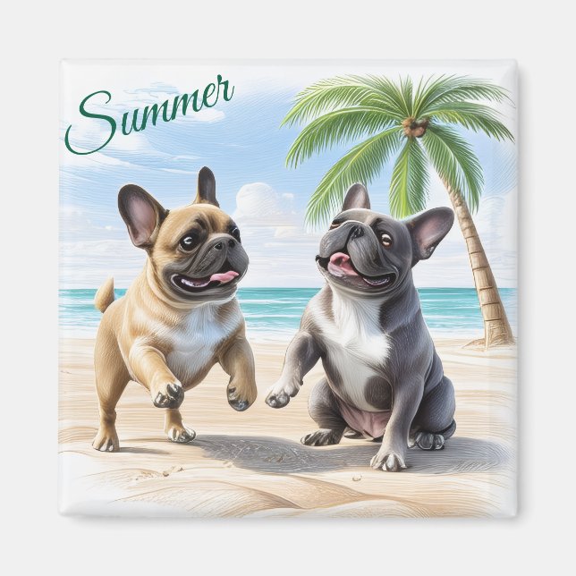 French Bulldogs Beach French Bulldog Magnet (Front)