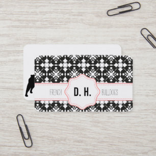 French Bulldogs Black and Pink Business Card