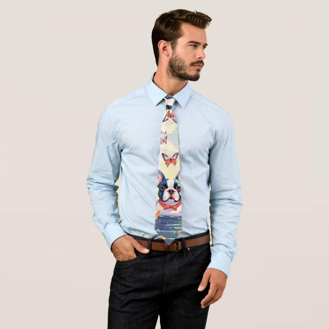 French Bulldogs black grey white Tie (In Situ)