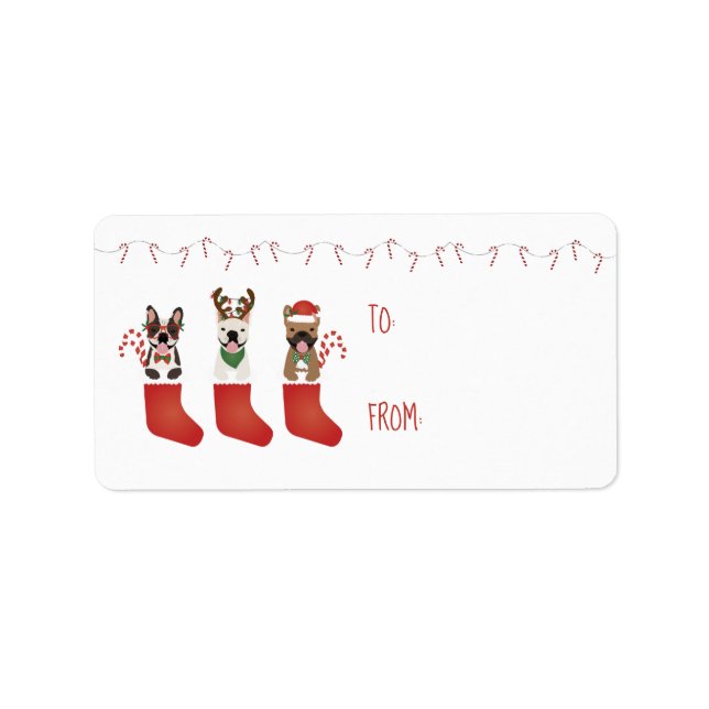 French Bulldogs Christmas Candy Canes Red Label (Front)