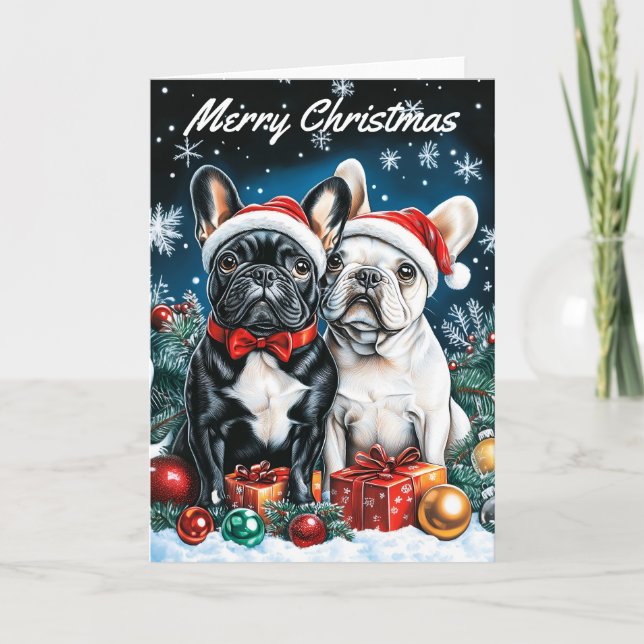 French Bulldogs Christmas Card (Front)