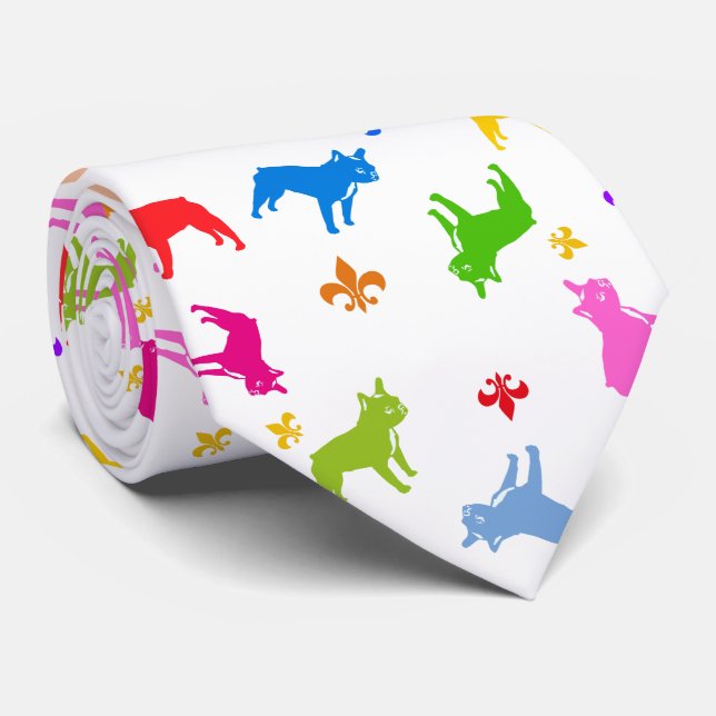 French Bulldogs colorfull Tie (Rolled)