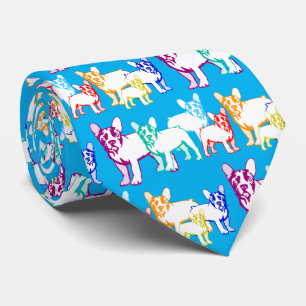 French Bulldogs colourful Tie