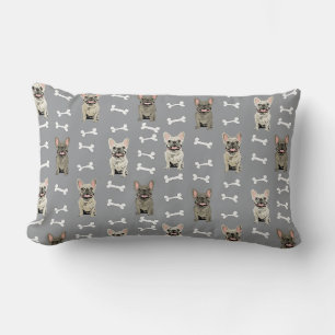French Bulldogs - grey Lumbar Cushion