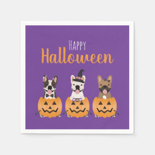 French Bulldogs Happy Halloween Napkin