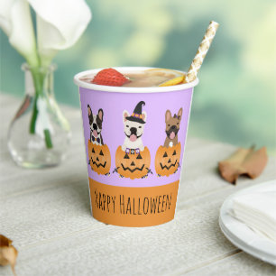 French Bulldogs Happy Halloween Paper Cups