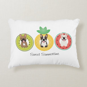 French Bulldogs In Fruit Pool Floats Decorative Cushion