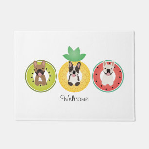 French Bulldogs In Fruit Pool Floats Doormat