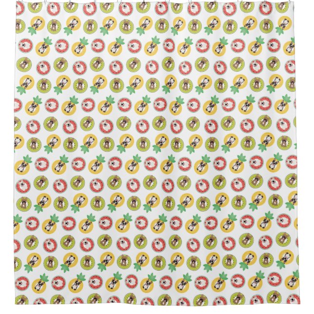 French Bulldogs In Fruit Pool Floats Pattern Shower Curtain (Front)