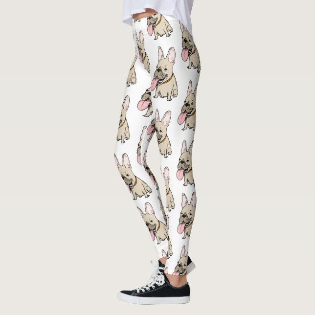 French Bulldogs Pattern Funny Frenchie Dog Lover's Leggings (Left)