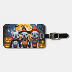 French Bulldogs Pumpkin Halloween Funny Luggage Tag