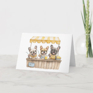 French Bulldogs Running A Lemonade Stand Card