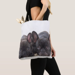 French Bulldogs Snuggling On A Blanket Tote Bag