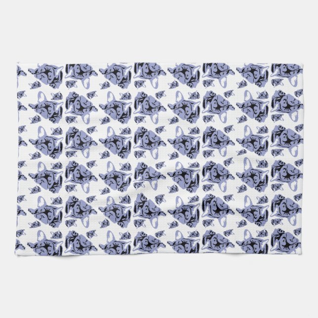 French Bulldogs Tea Towel (Horizontal)
