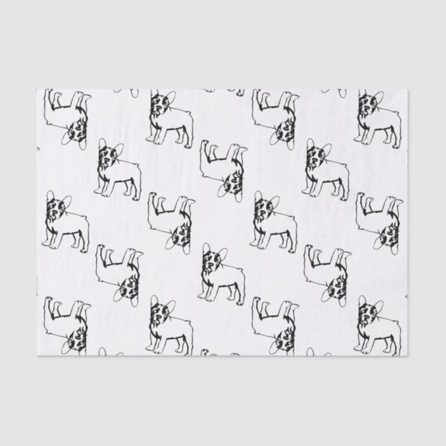 French Bulldogs white and black Tissue Paper (Front)