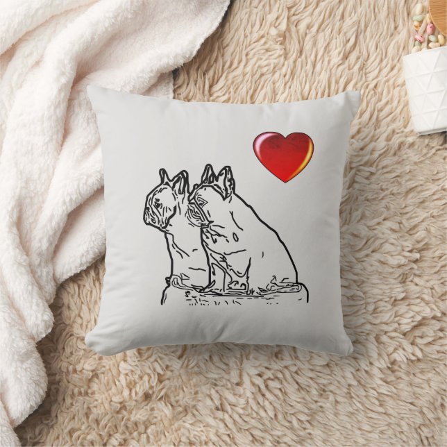 French Bulldogs with Heart French Bulldog Cushion (Blanket)