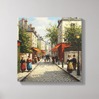 French Busy Street- vintage wall art