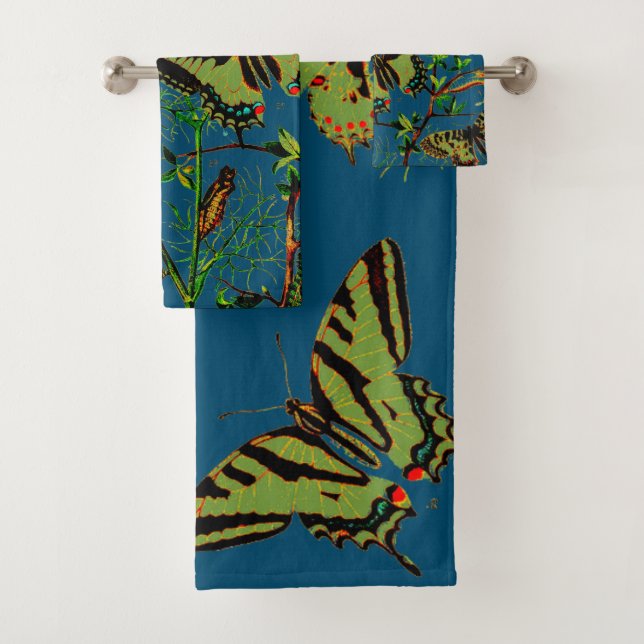French Butterflies Bath Towel Set (Insitu)