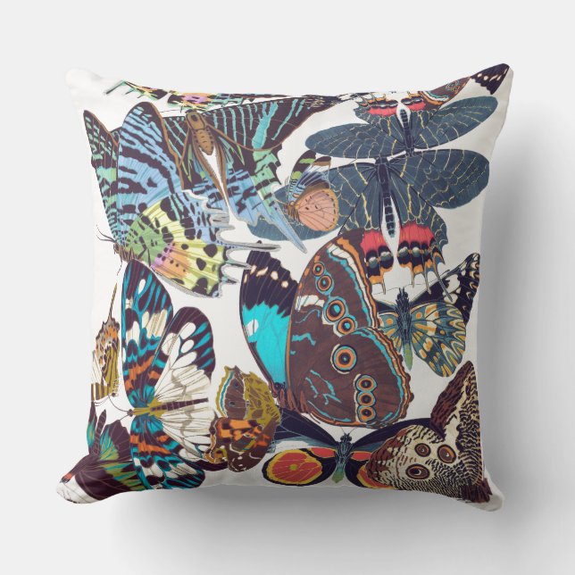 French Butterflies Wildlife Animals Throw Pillow (Front)