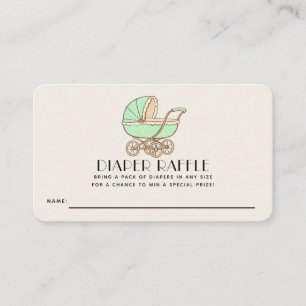 French Cafe Bébé Green Baby Shower Diaper Raffle Enclosure Card