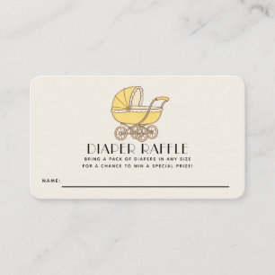 French Cafe Bébé Yellow Baby Shower Diaper Raffle Enclosure Card