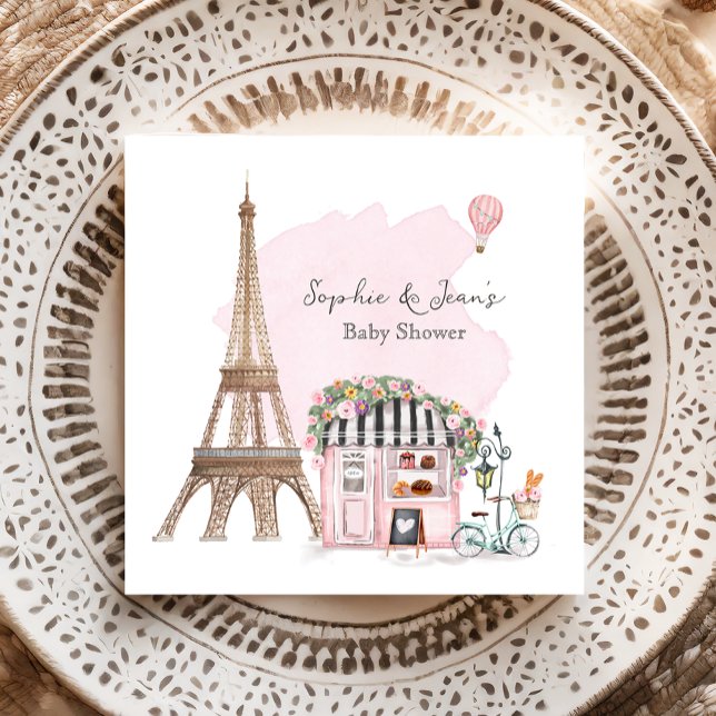 French Cafe Bonjour Bebe Paris Tea Baby Shower  Napkin (Creator Uploaded)
