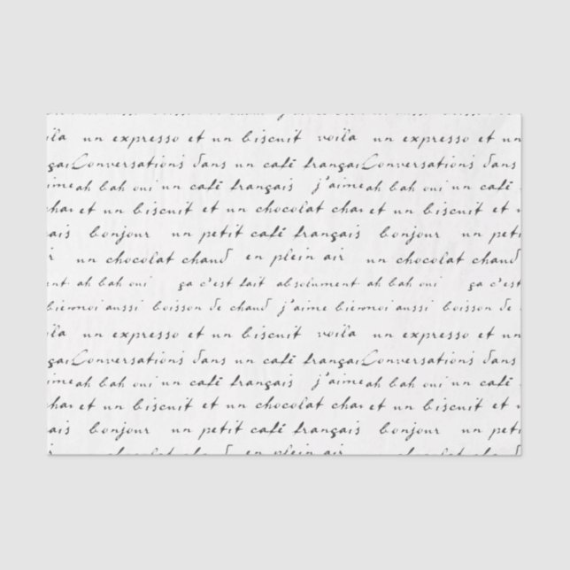 French Café Conversations Black Words and Phrases Tissue Paper (Front)