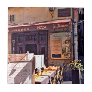 French cafe scene tile