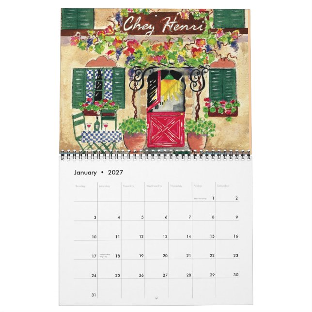 French Cafes 2013 Calendar (Jan 2027)