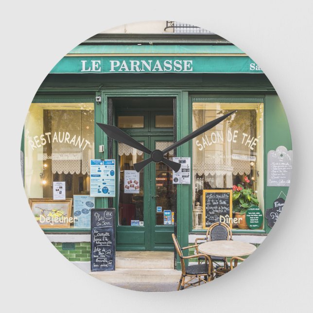 French cafes: Versailles cosy scene. Large Clock (Front)
