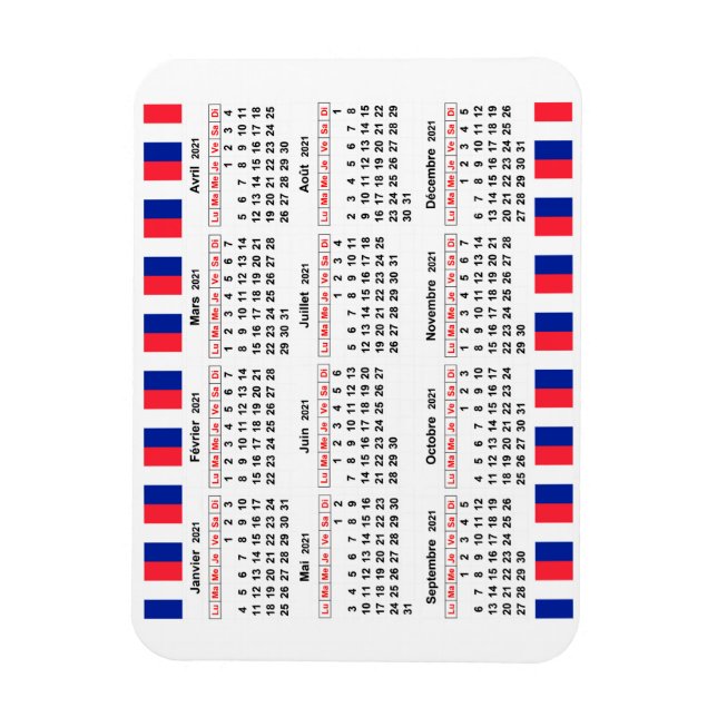 French calendar 2021 magnet (Vertical)