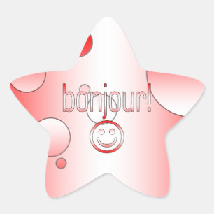 French Canadian Gifts Hello Bonjour Face Star Sticker