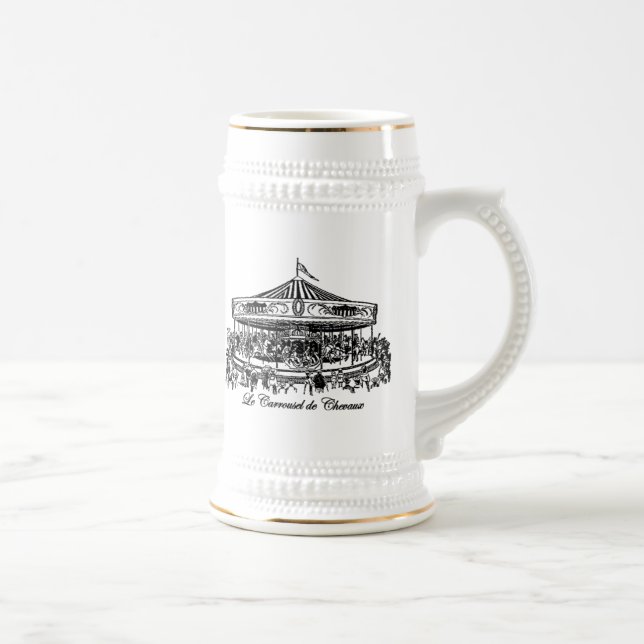 French Carousel Horses Apparel and Gifts Beer Stein (Right)