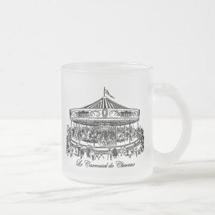 French Carousel Horses Apparel and Gifts Frosted Glass Coffee Mug