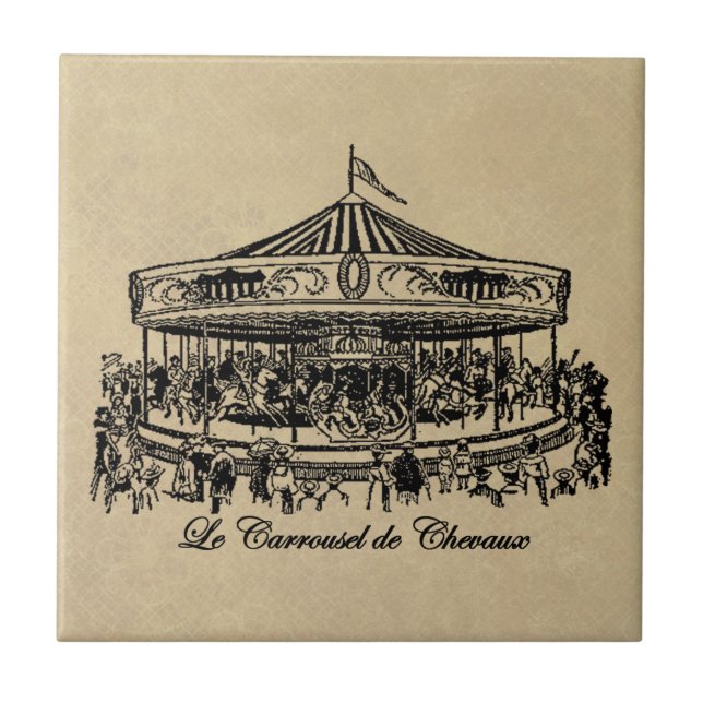French Carousel Horses Apparel and Gifts Tile (Front)