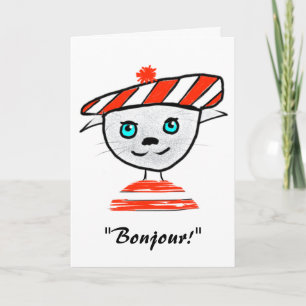 French Cat Birthday Card