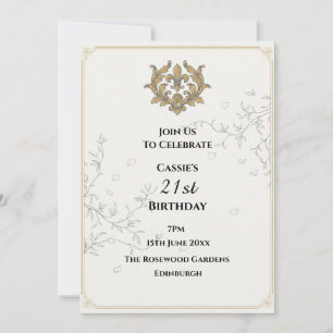 French Chateau Fleur de Lis Botanical Invitation