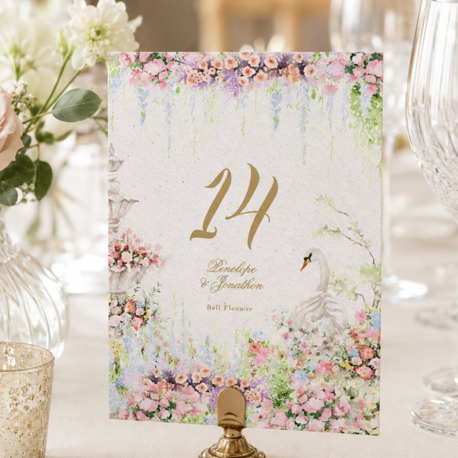 french chateau floral Wedding 5 X 7  Table Number (Creator Uploaded)
