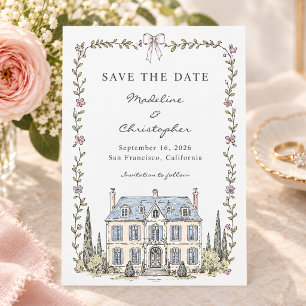 French Chateau Photo Wedding Save the Date